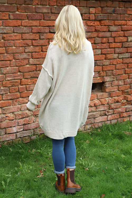 Bridie Polo Neck Knitted Tunic Stone - Image 4