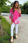 Alba Floral Print Top Fuchsia