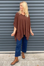 Ellie V-Neck Poncho Jumper Cocoa Cocoa - Ellie V-Neck Poncho Jumper Cocoa