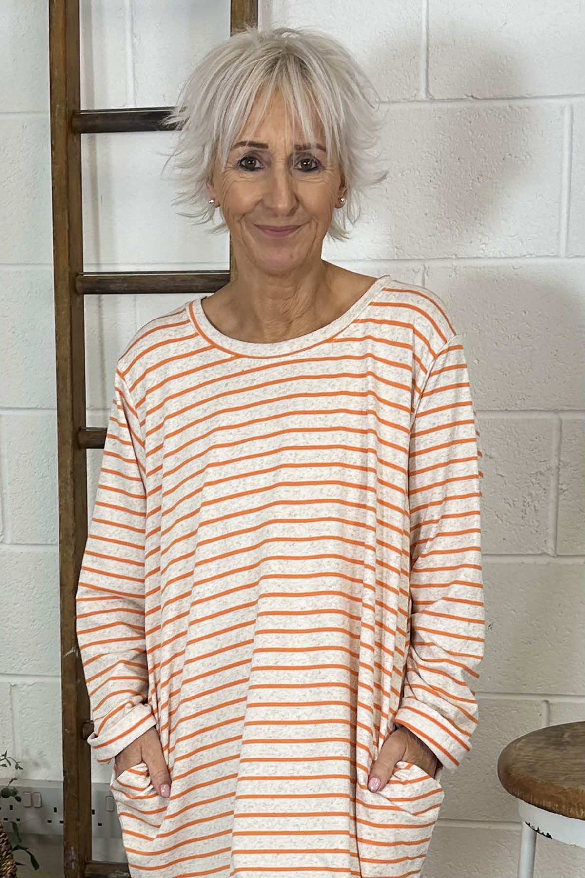 Unity Stripe Cotton Tunic Orange