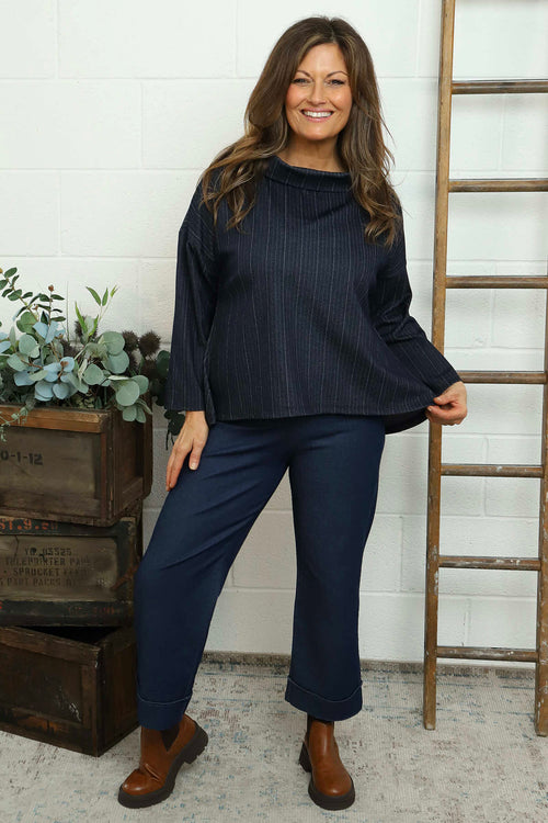 Siobhan Cowl Neck Top Navy - Image 1