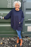 Katherine Cowl Pocket Top Navy