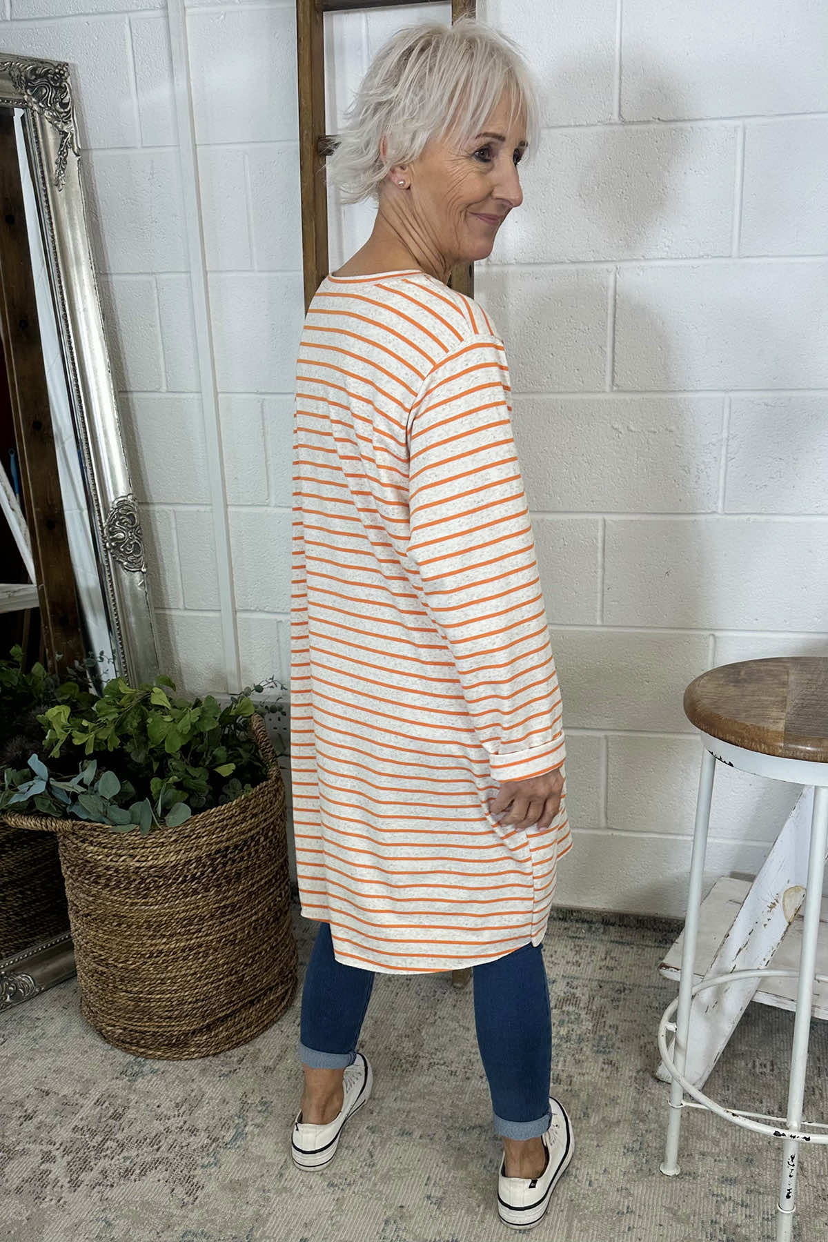 Unity Stripe Cotton Tunic Orange