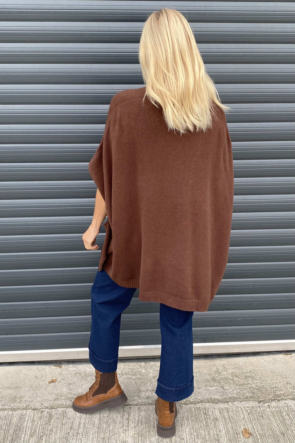 Ellie V-Neck Poncho Jumper Cocoa