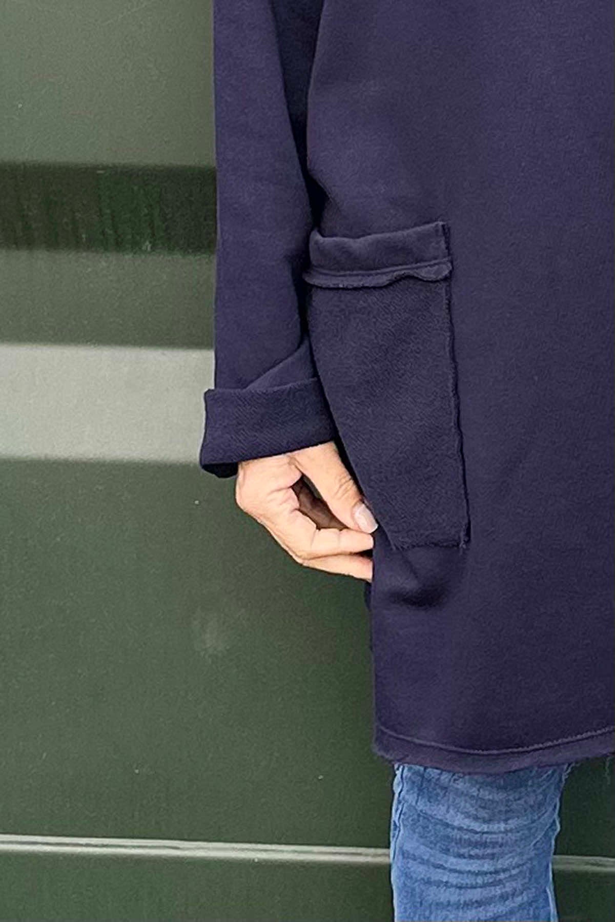 Katherine Cowl Pocket Top Navy