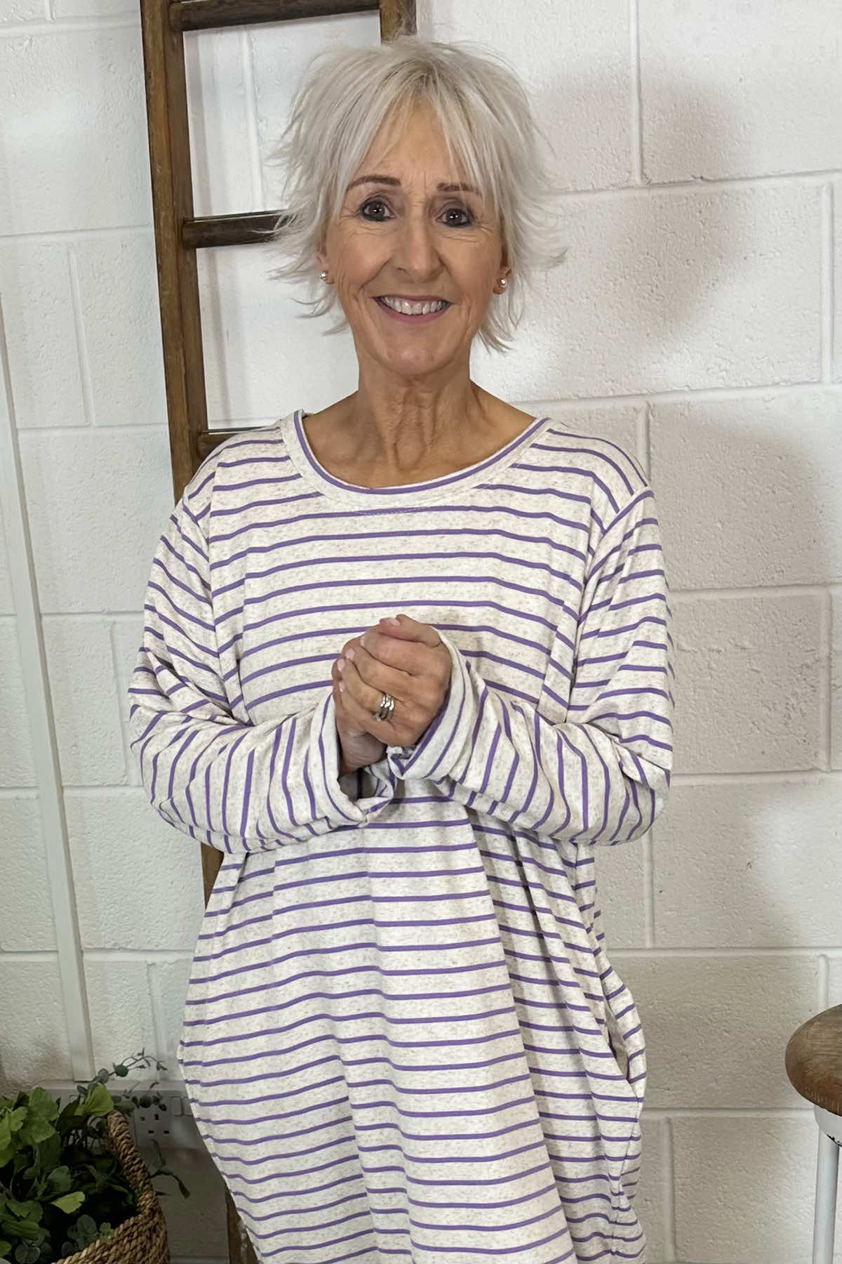 Unity Stripe Cotton Tunic Purple