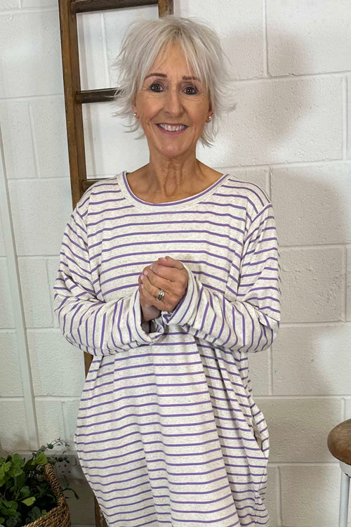 Unity Stripe Cotton Tunic Purple - Image 3