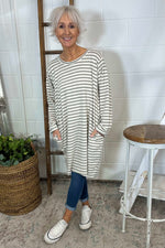 Unity Stripe Cotton Tunic Khaki Khaki - Unity Stripe Cotton Tunic Khaki