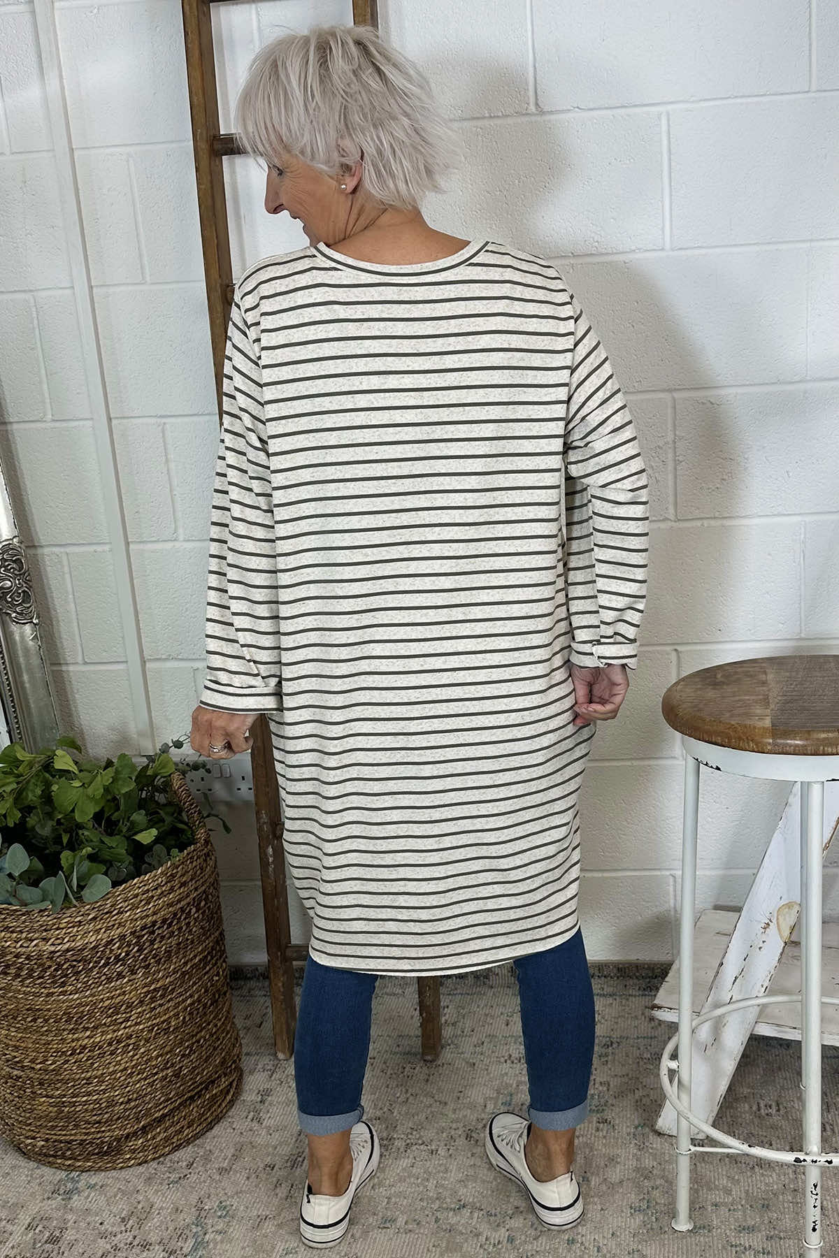 Unity Stripe Cotton Tunic Khaki