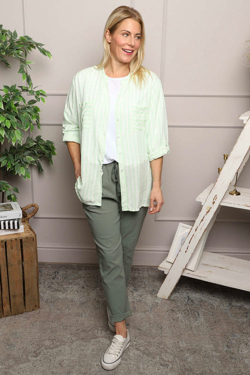 Jaynie Gingham Tie Front Shirt Green - Image 7