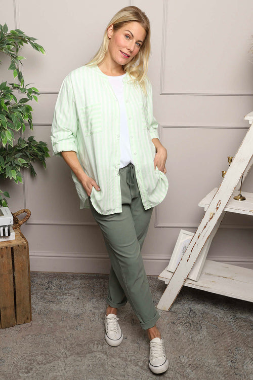 Jaynie Gingham Tie Front Shirt Green - Image 8