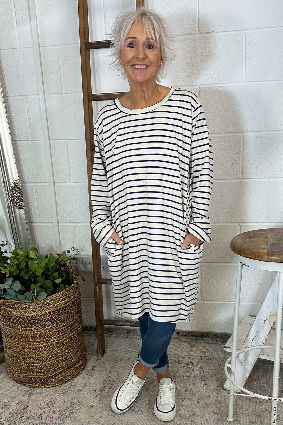 Made In Italy Unity Stripe Cotton Tunic Kit And Kaboodal 0870