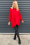 Catalina Cowl Neck Cotton Top Red