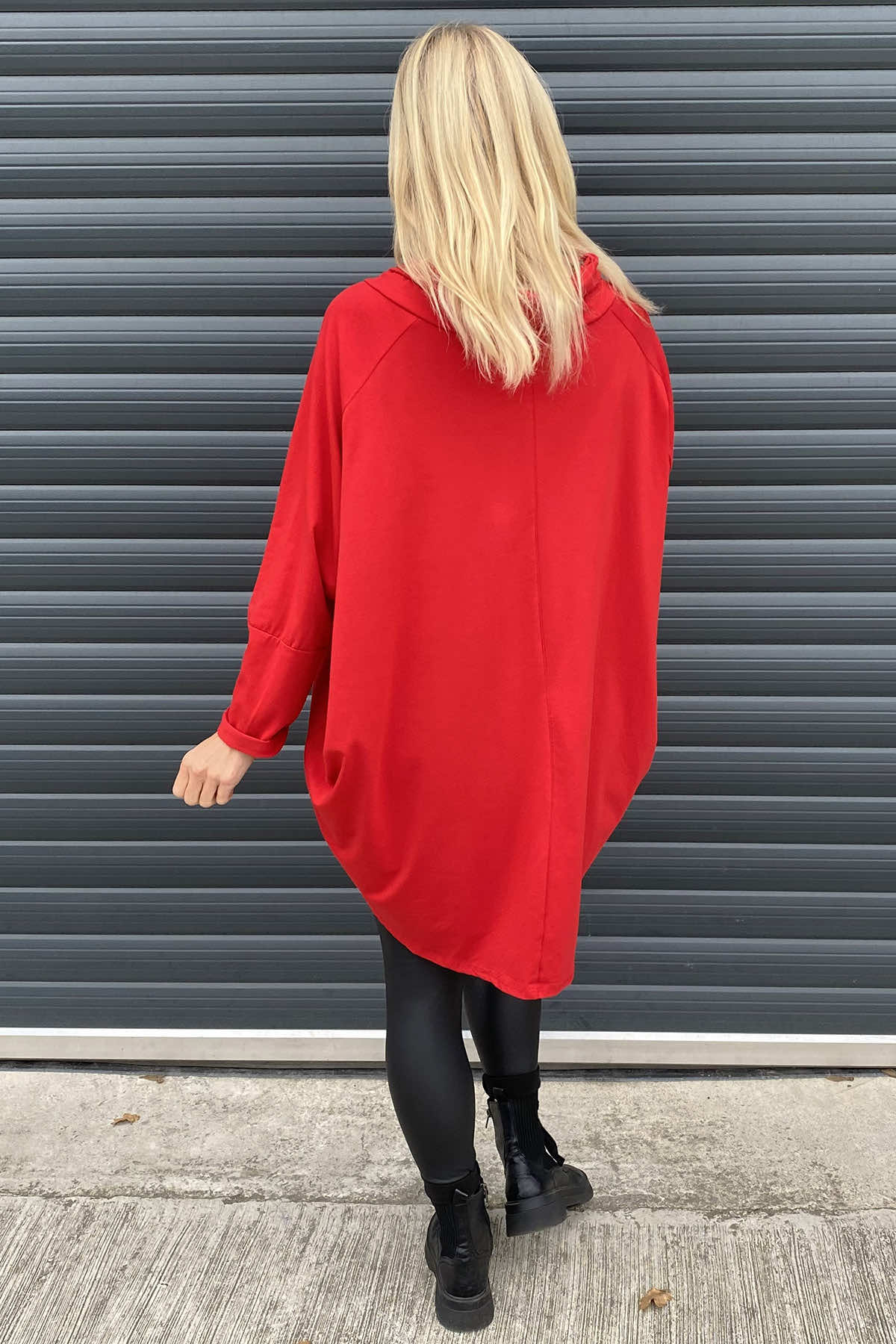 Catalina Cowl Neck Cotton Top Red