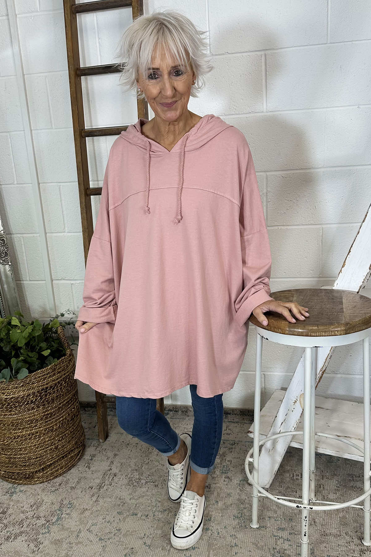 Isla Hooded Cotton Top Pink