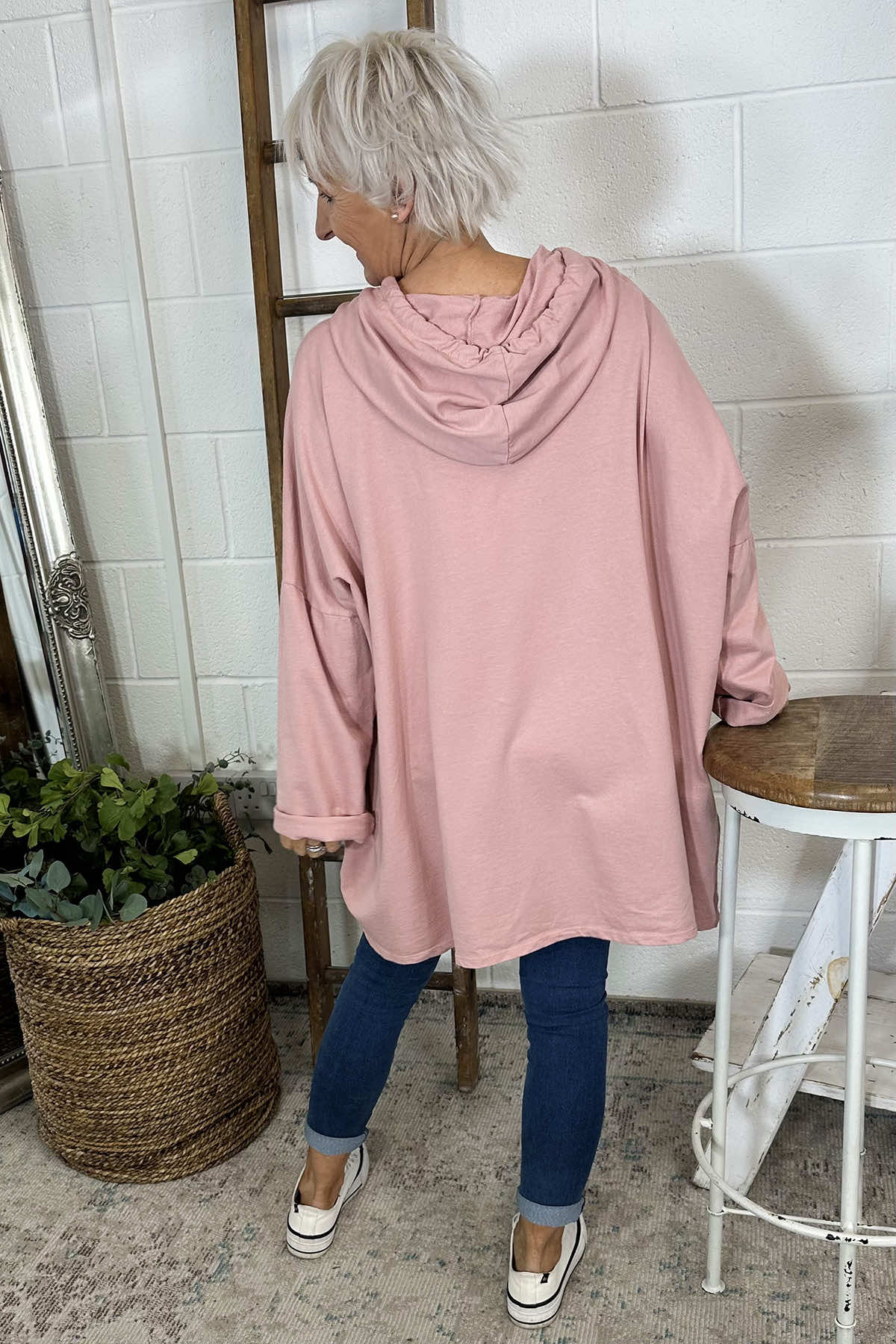 Isla Hooded Cotton Top Pink