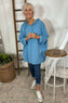 Isla Hooded Cotton Top Blue