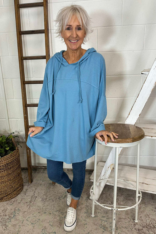 Isla Hooded Cotton Top Blue - Image 3