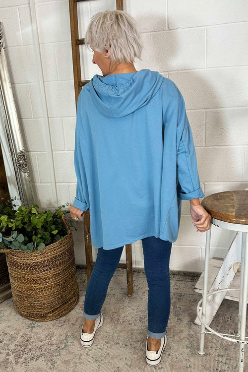 Isla Hooded Cotton Top Blue - Image 4