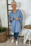 Isla Hooded Cotton Top Blue Grey