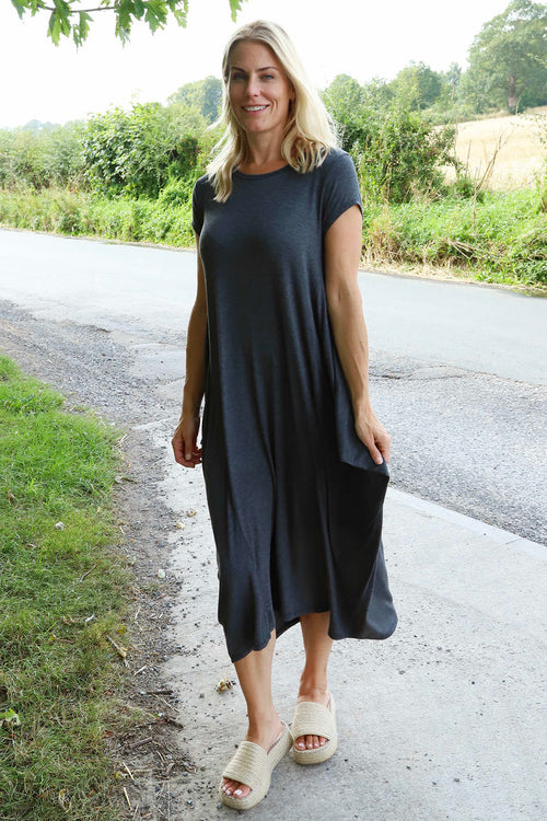 Sariah Short Sleeve Dress Charcoal - Image 2