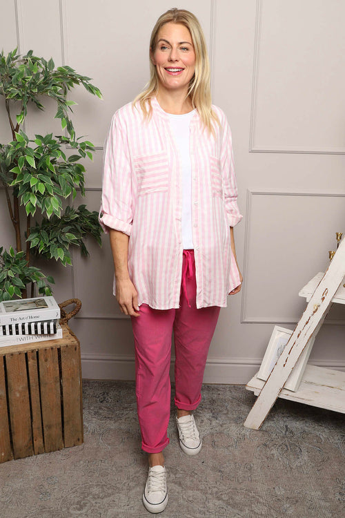 Jaynie Gingham Tie Front Shirt Pink - Image 8