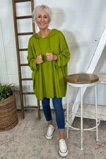 Isla Hooded Cotton Top Olive Olive - Isla Hooded Cotton Top Olive