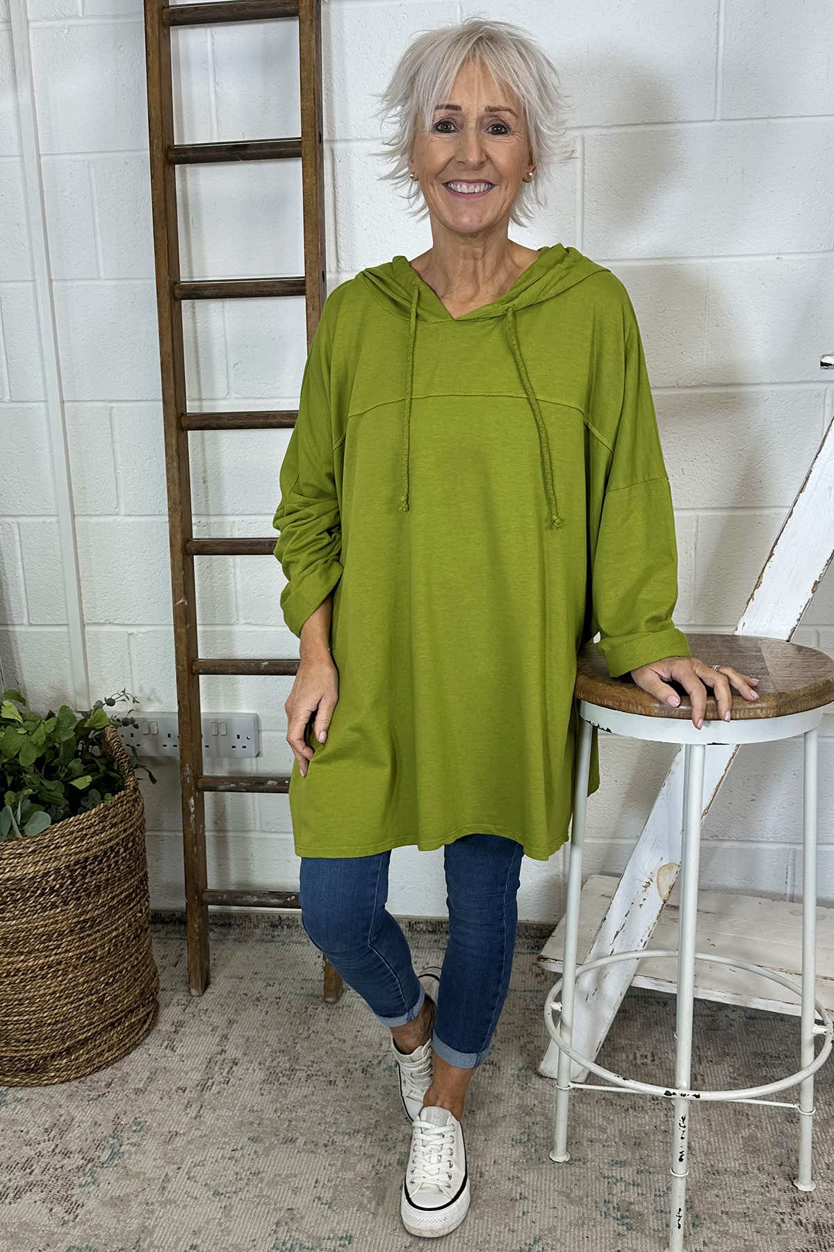 Isla Hooded Cotton Top Olive