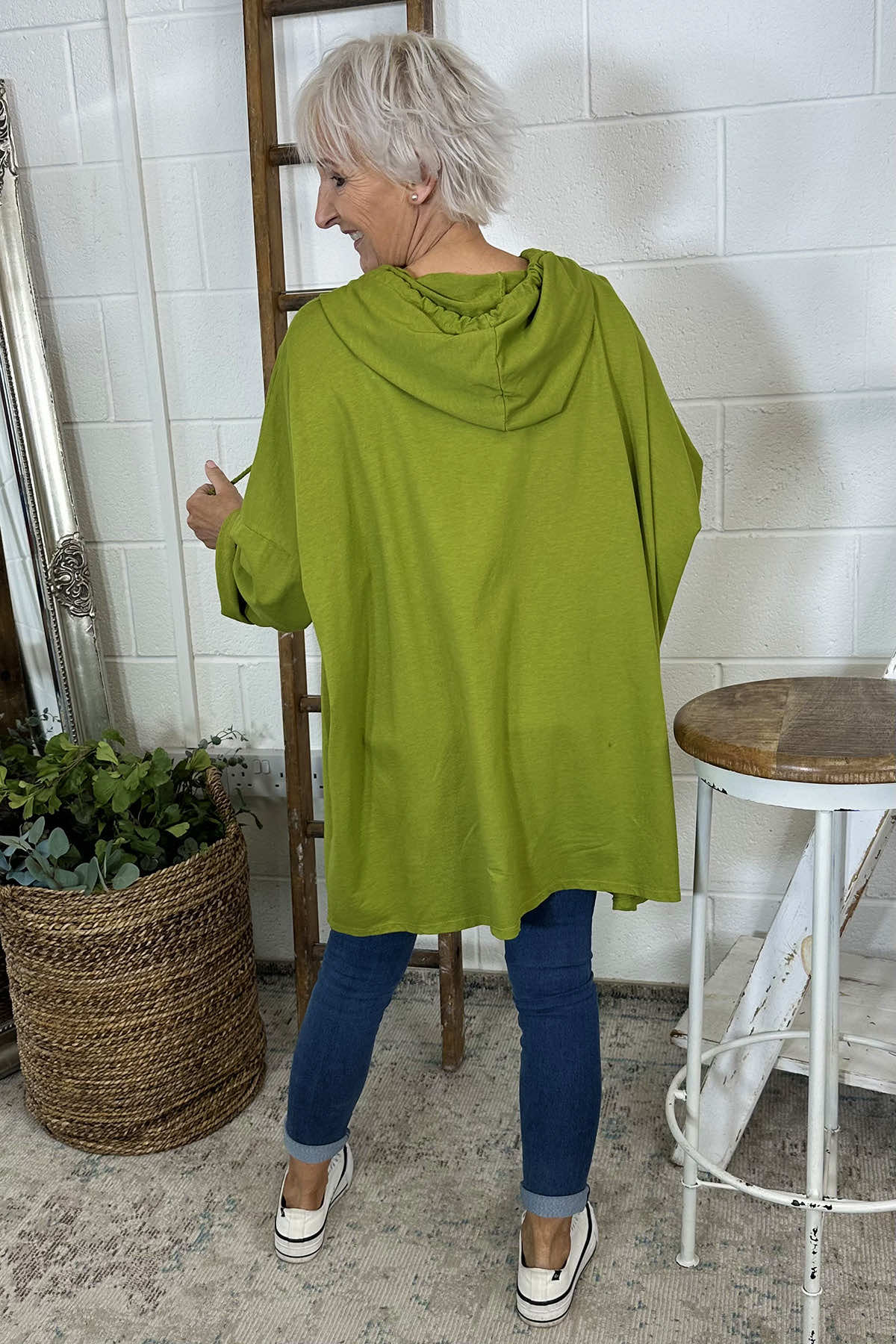 Isla Hooded Cotton Top Olive