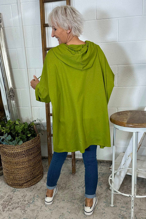 Isla Hooded Cotton Top Olive - Image 4