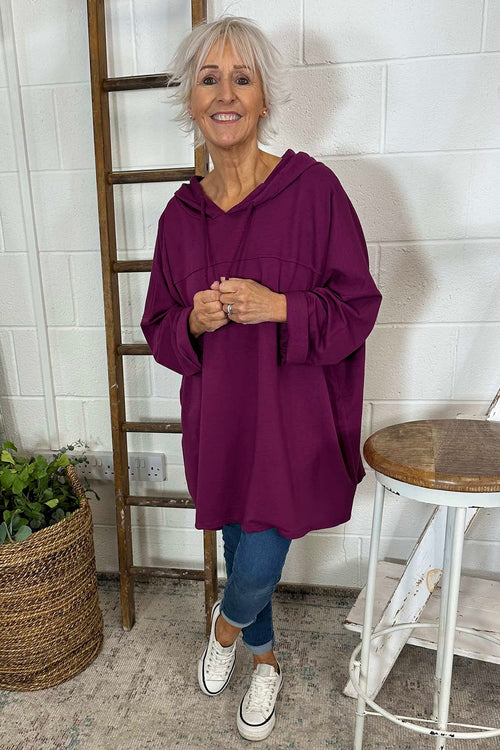 Isla Hooded Cotton Top Purple - Image 1