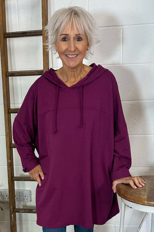 Isla Hooded Cotton Top Purple - Image 2