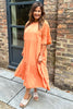 Paloma Paisley Shoulder Tiered Dress Orange