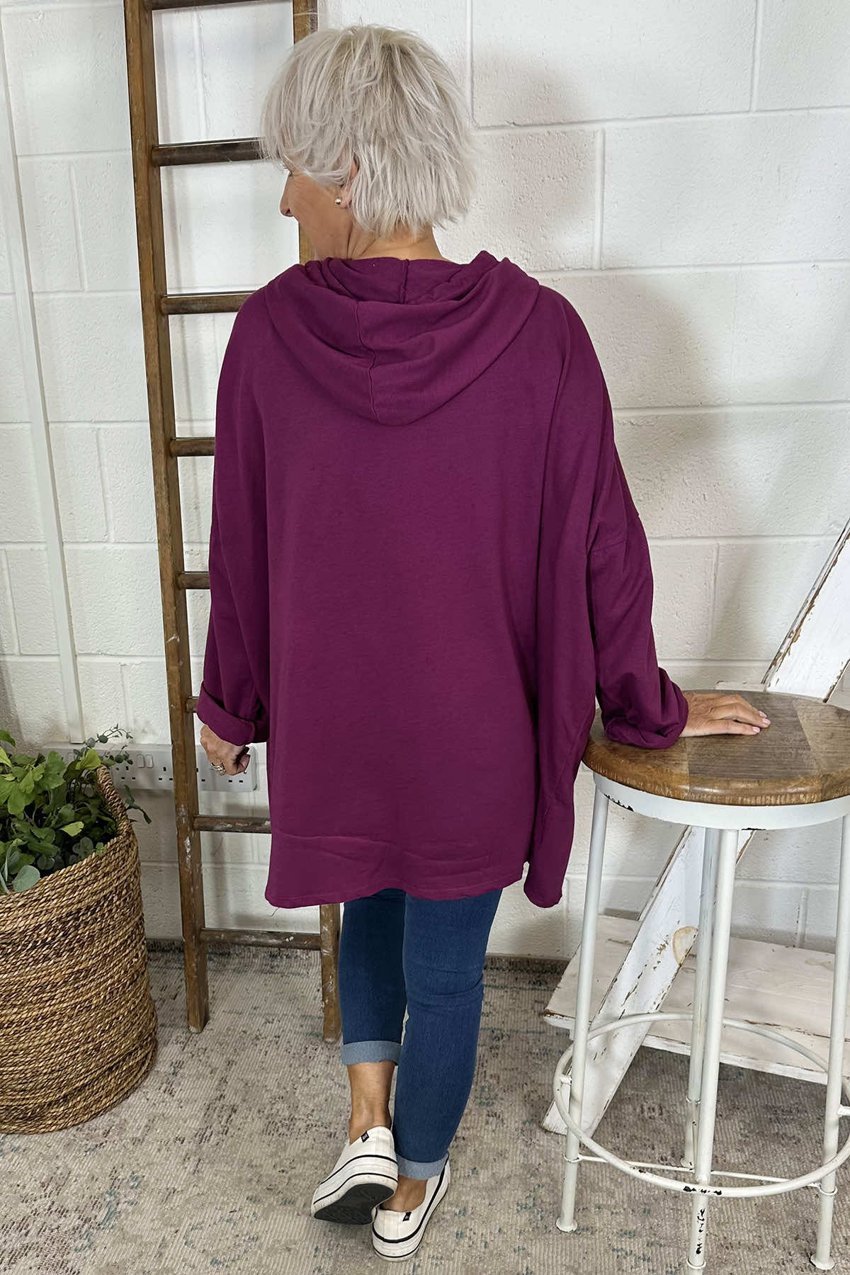 Isla Hooded Cotton Top Purple