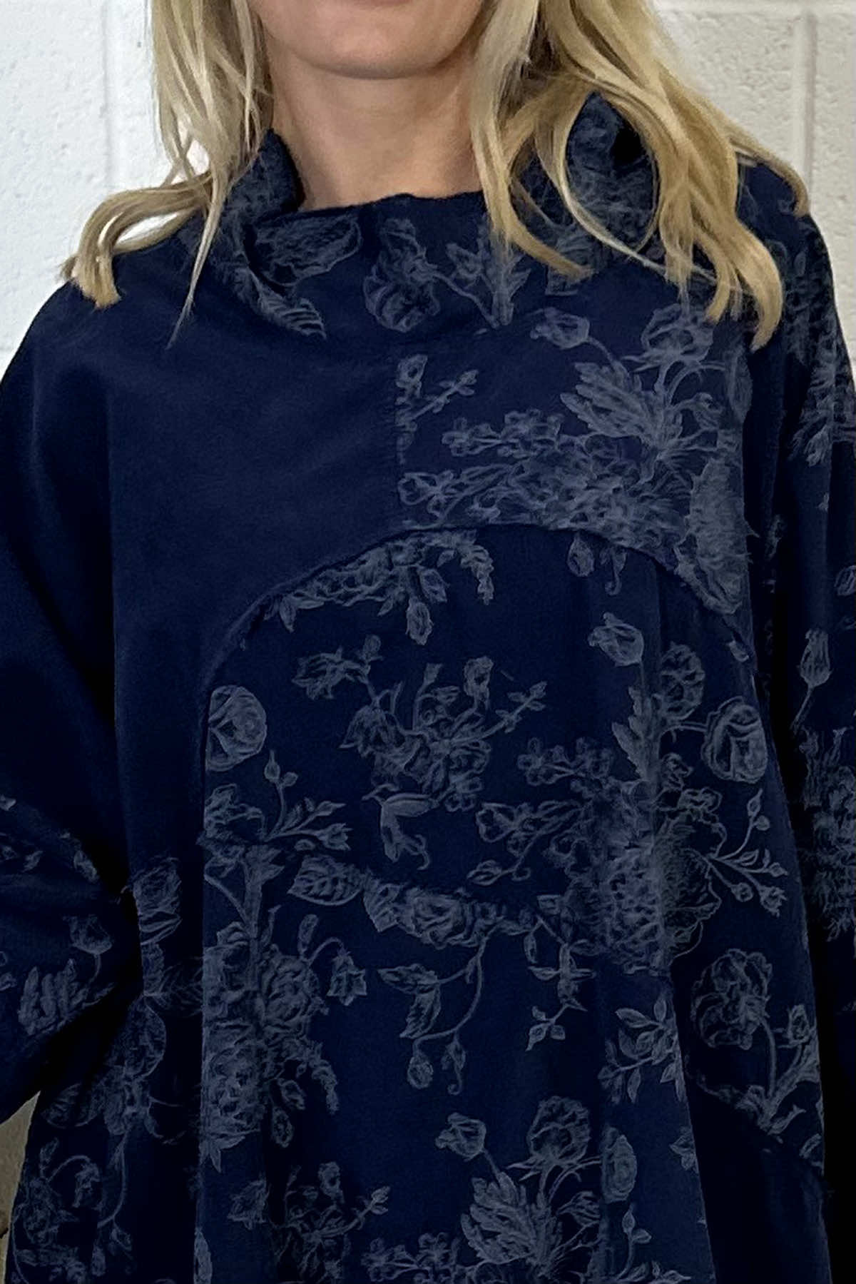 Arlenna Print Cotton Top Navy