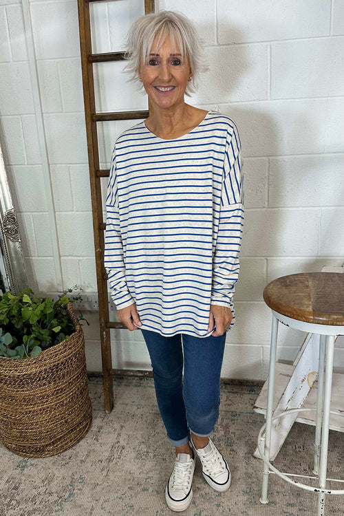 Tatum Stripe Cotton Top Cobalt - Image 1