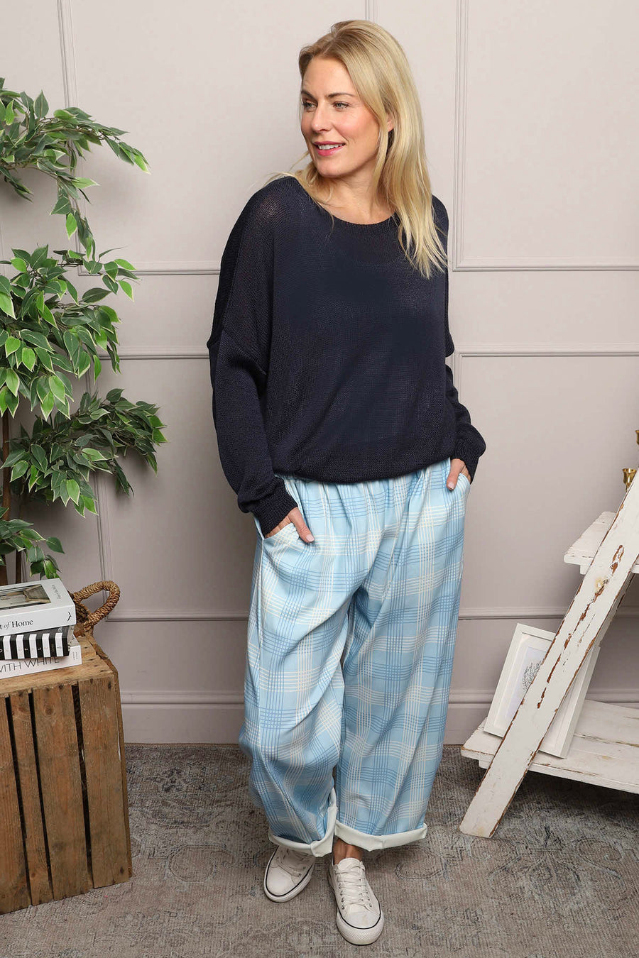 Kirri Check Trousers Light Blue