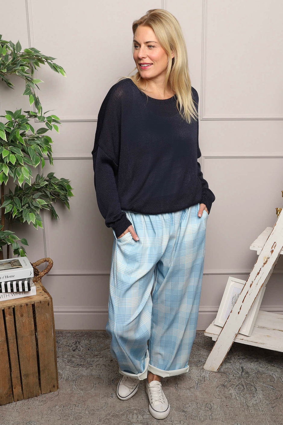 Kirri Check Trousers Light Blue