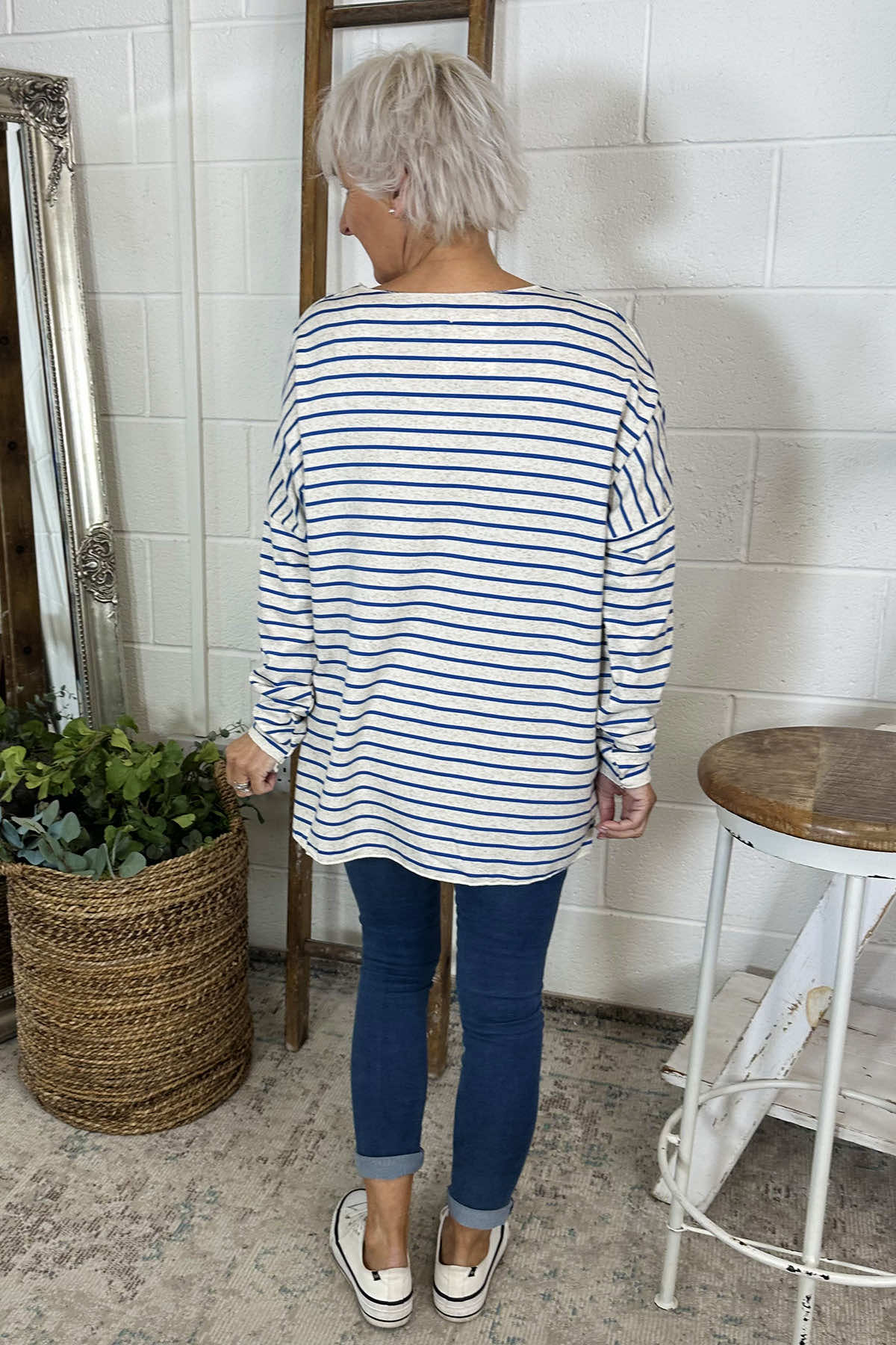 Tatum Stripe Cotton Top Cobalt