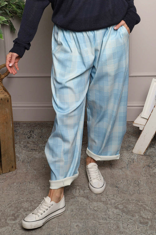 Kirri Check Trousers Light Blue - Image 2