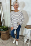 Tatum Stripe Cotton Top Navy