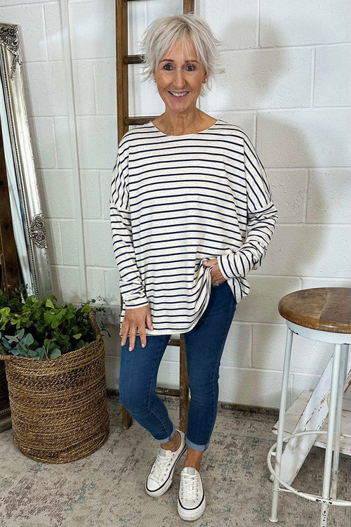 Tatum Stripe Cotton Top Navy - Image 1