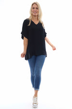 Sia V-Neck Top Black Black - Sia V-Neck Top Black