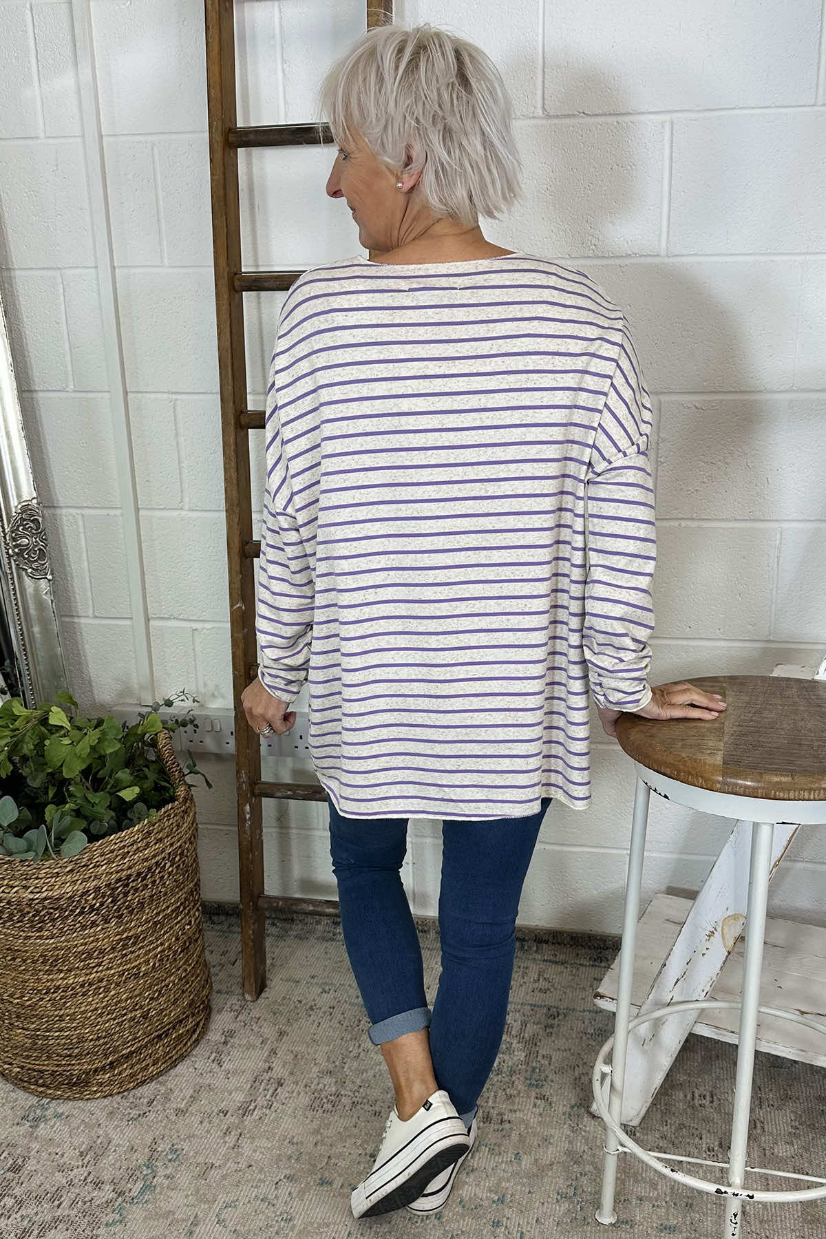 Tatum Stripe Cotton Top Purple