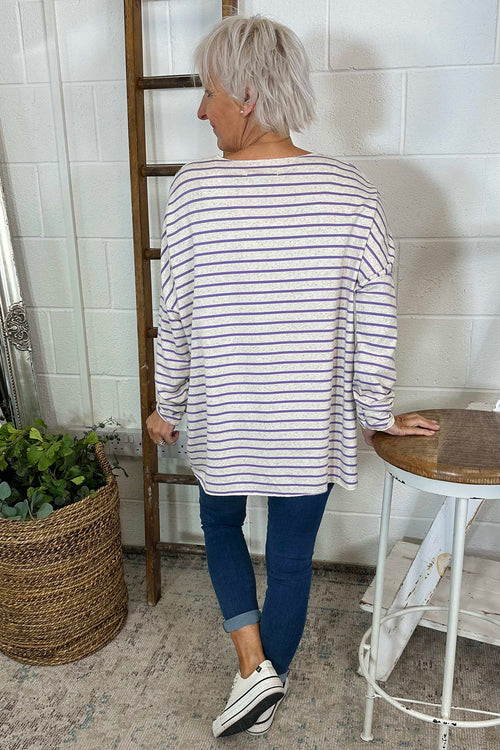 Tatum Stripe Cotton Top Purple - Image 4