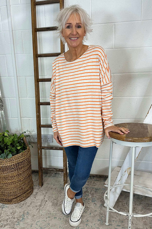 Tatum Stripe Cotton Top Orange - Image 1