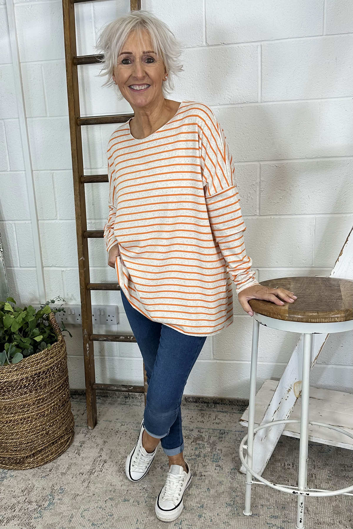 Tatum Stripe Cotton Top Orange