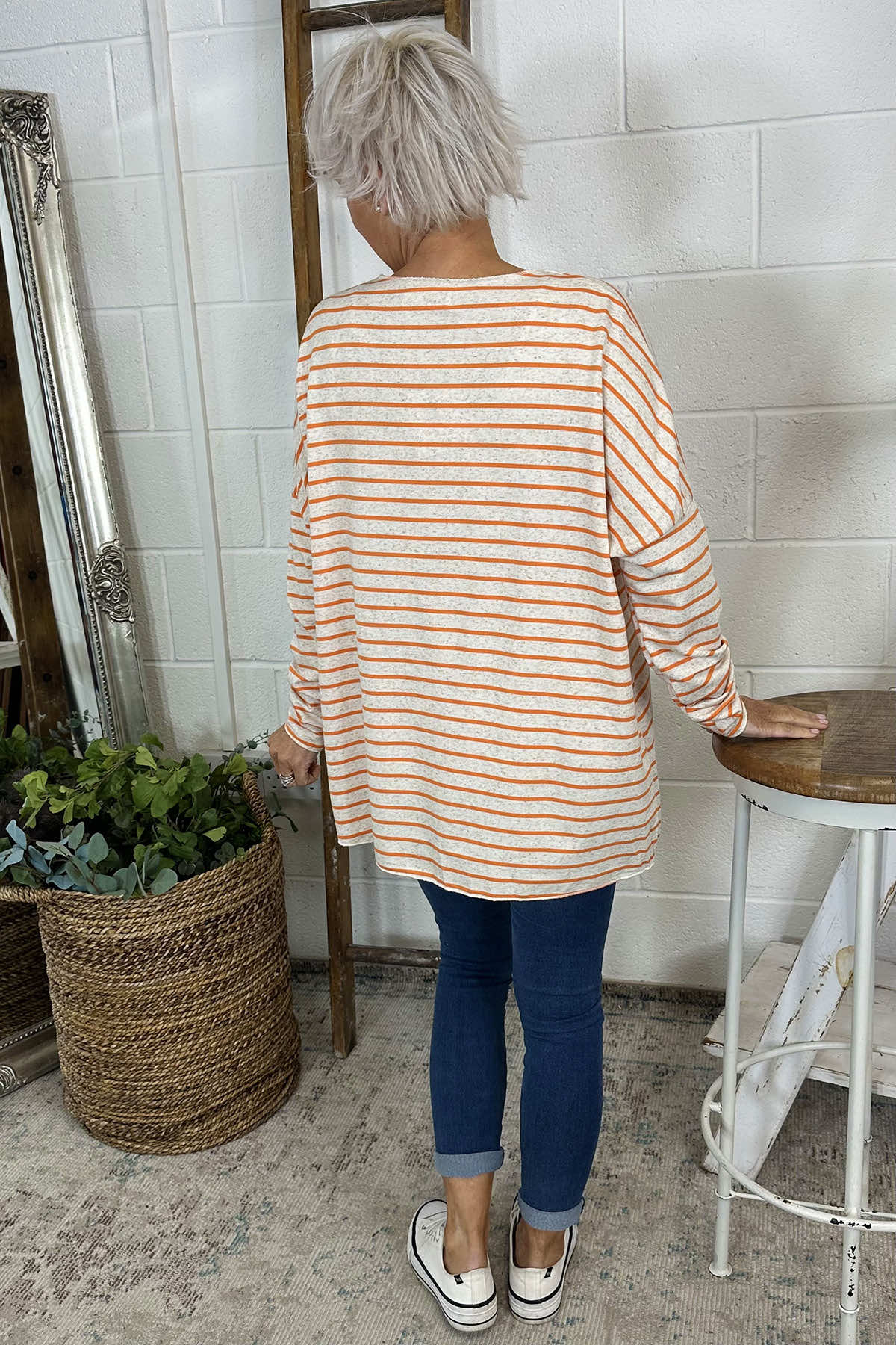 Tatum Stripe Cotton Top Orange