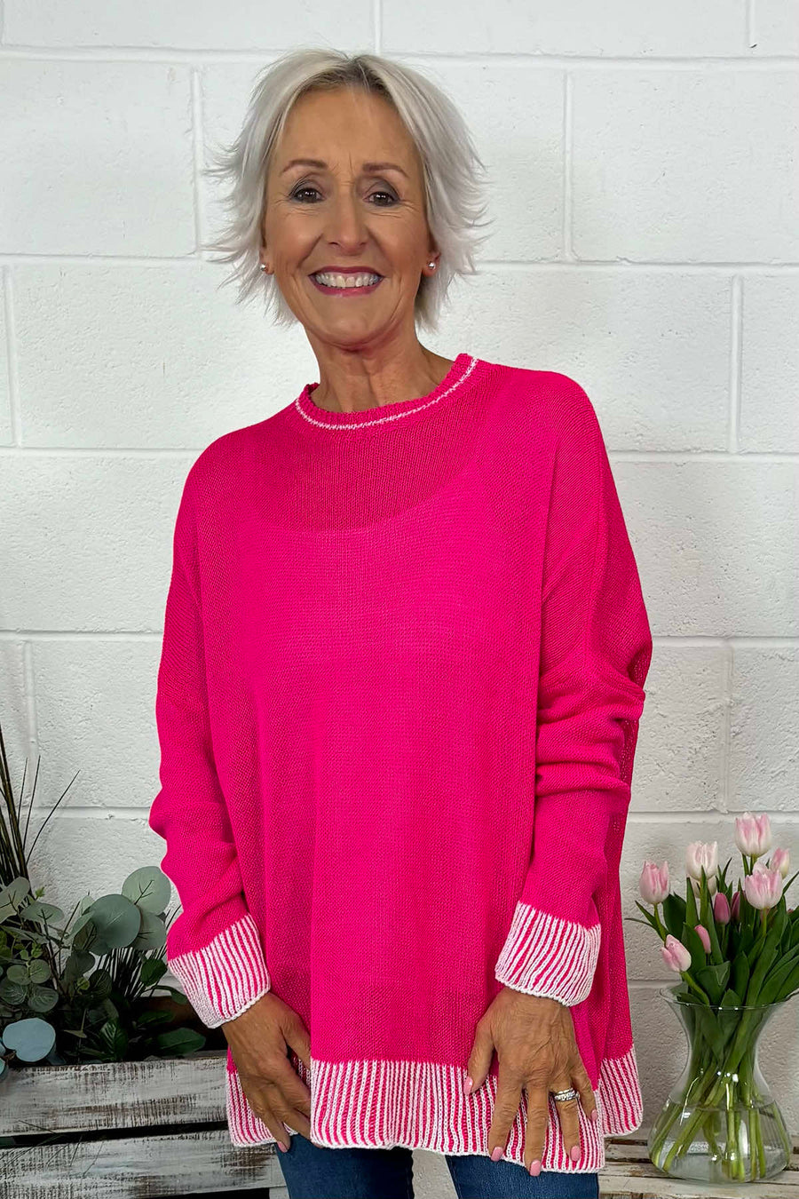 Aldeburgh Knit Top Hot Pink