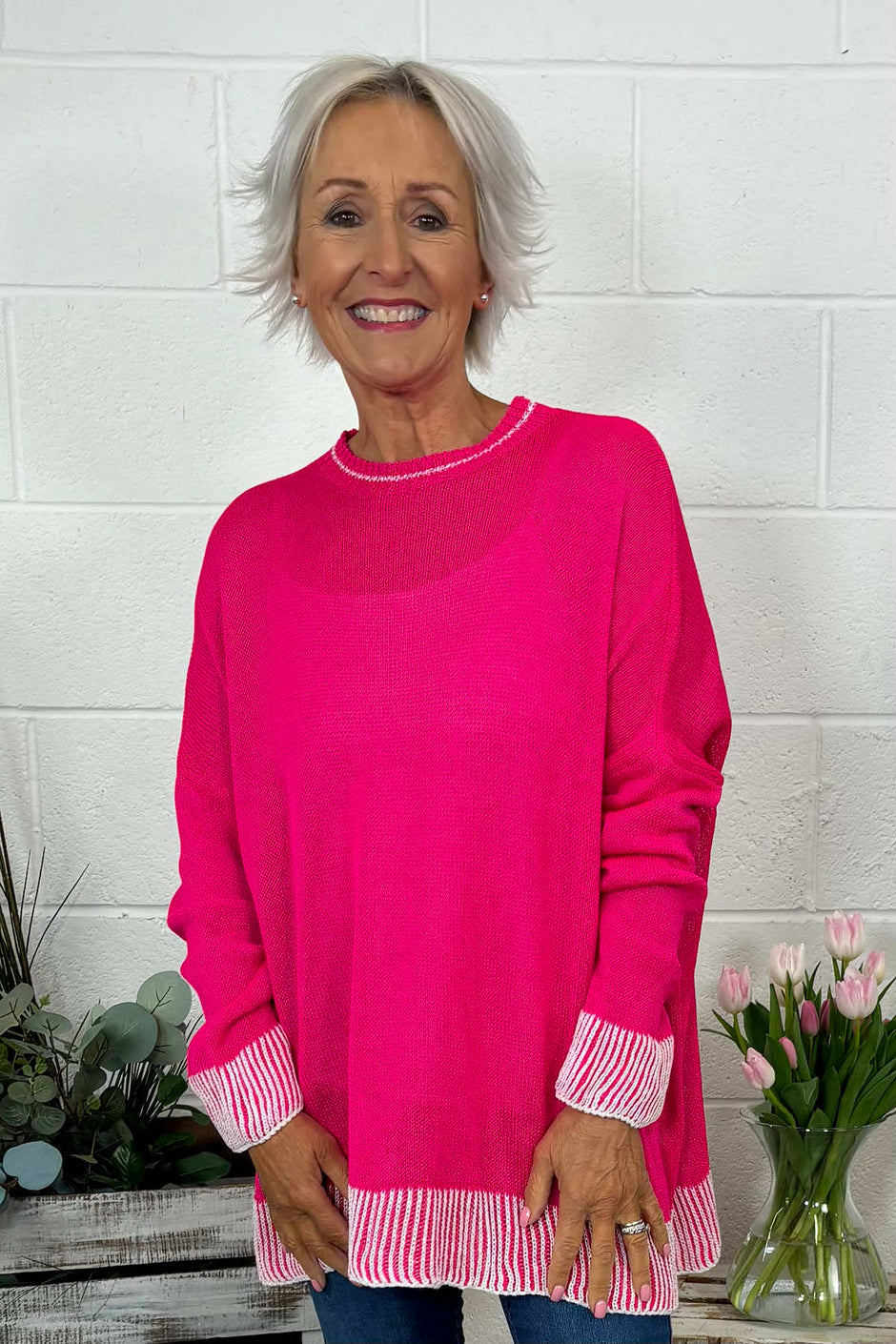 Aldeburgh Knit Top Hot Pink